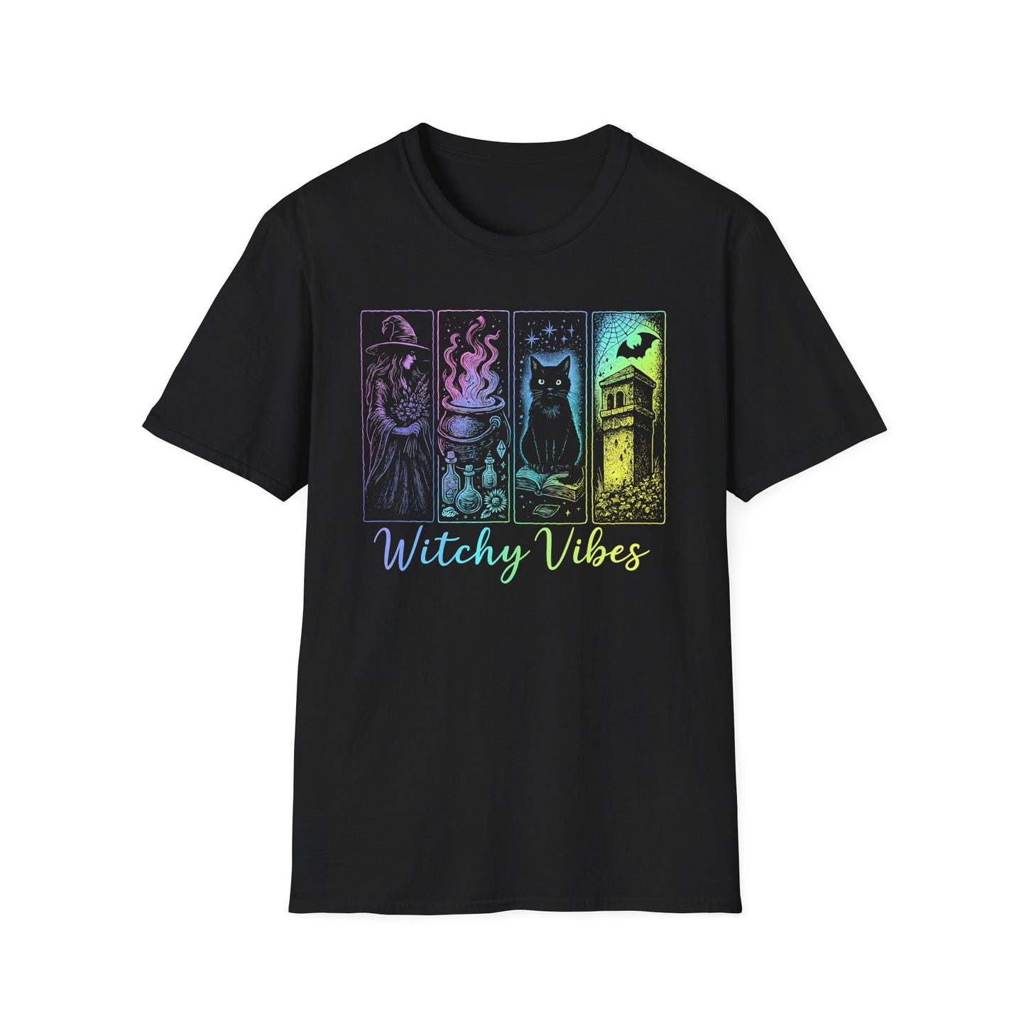 Witchy Vibes Unisex Softstyle T-Shirt, Magical Tee, Gift for Witches, Cozy Casual Wear, Halloween Apparel, Spiritual Music Festivals