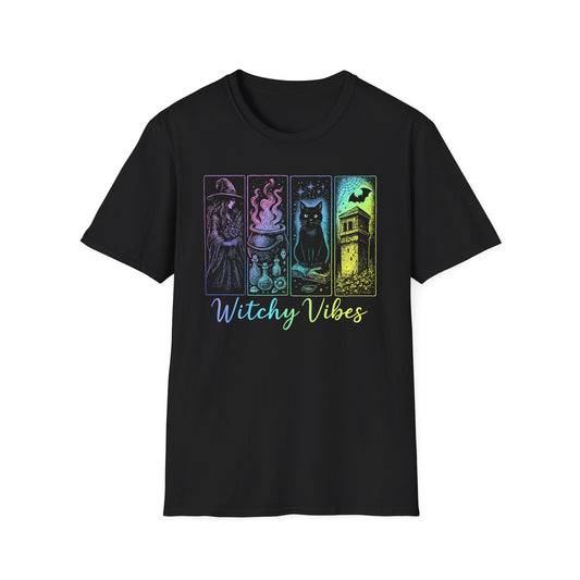Witchy Vibes Unisex Softstyle T-Shirt, Magical Tee, Gift for Witches, Cozy Casual Wear, Halloween Apparel, Spiritual Music Festivals