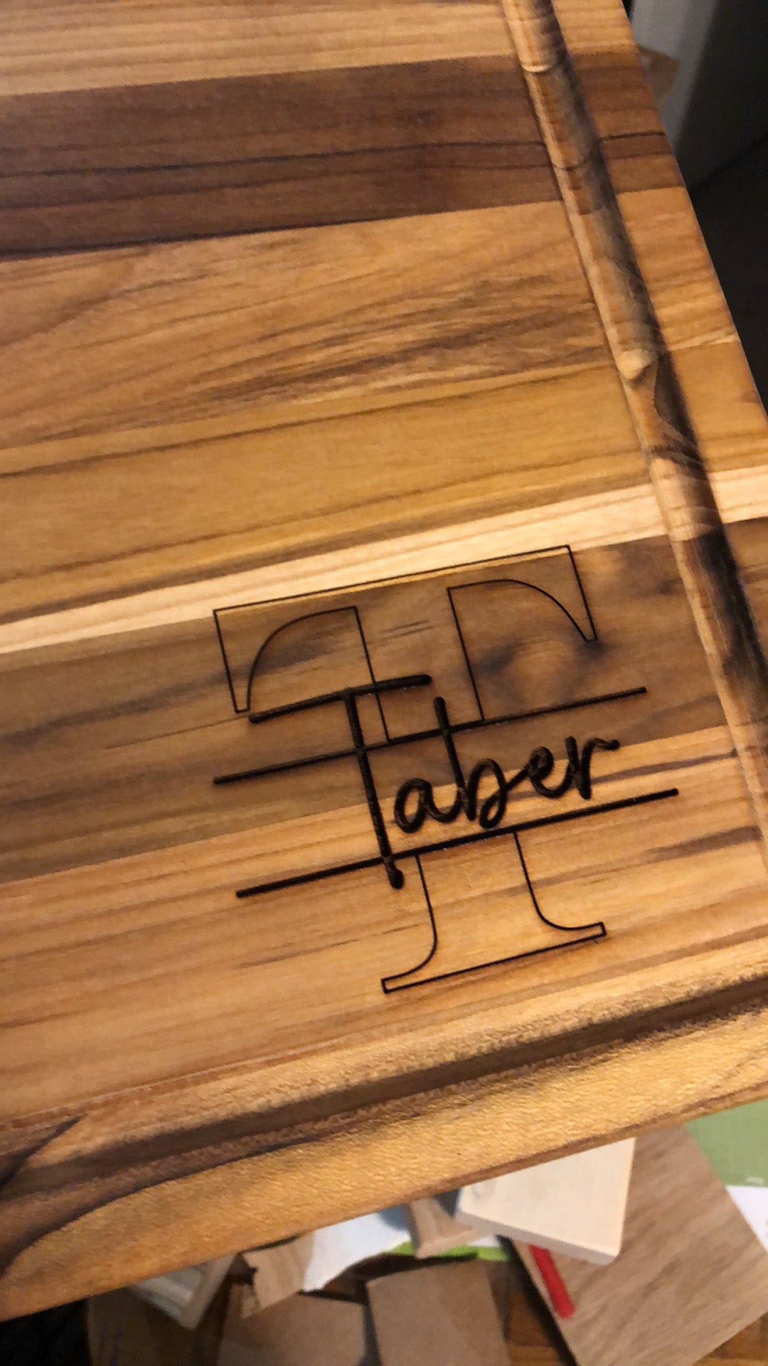 Up close image of monogram Taber