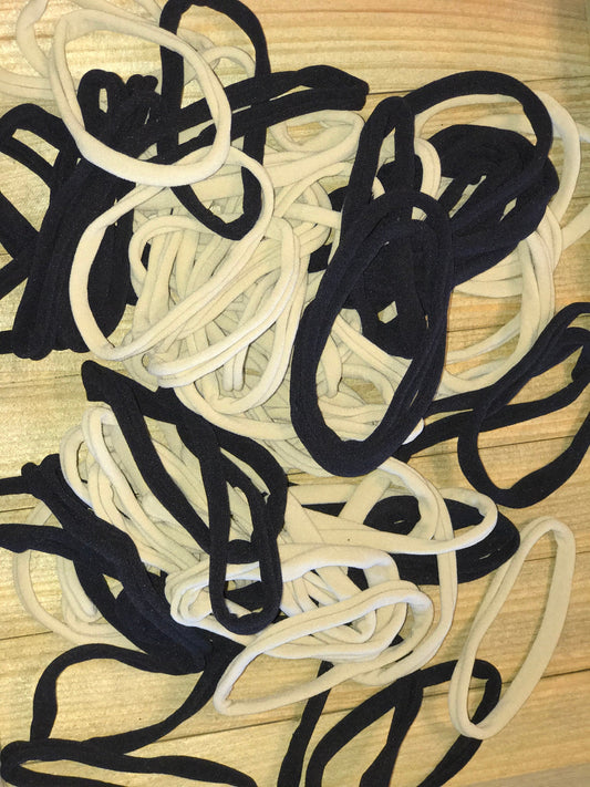 Soft, Amazing Nylon Headbands. Pack of Bands. Mixed Colors. Black and Nude. Perfect for Crafting